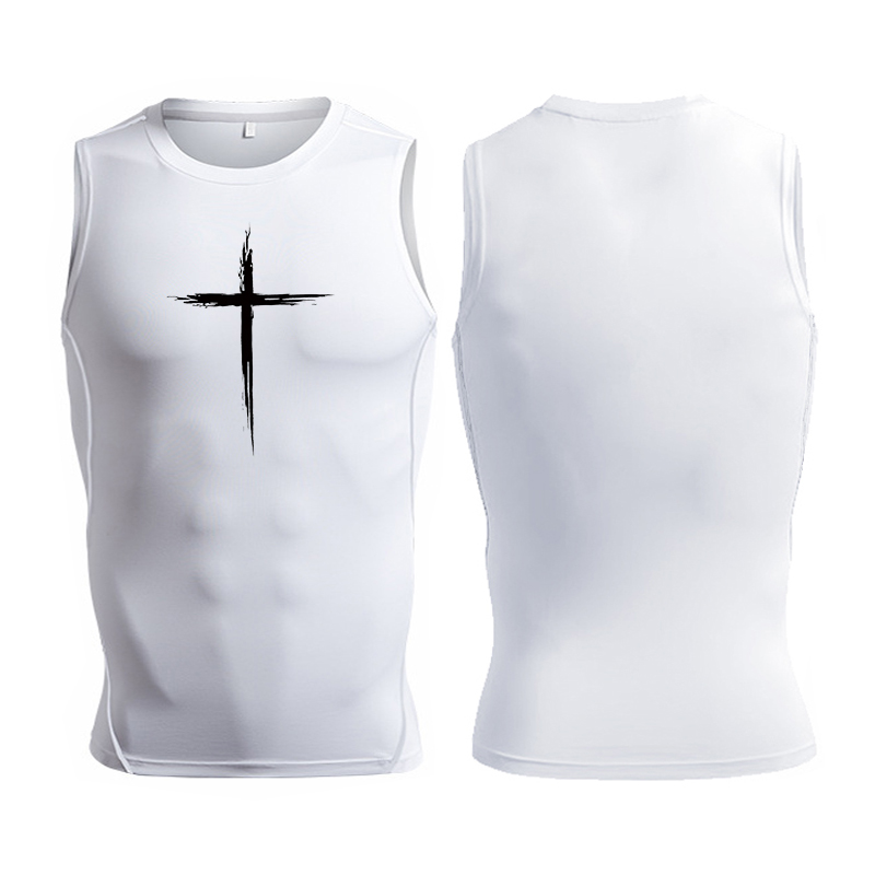 남성용 크로스 프린트 민소매 압축 셔츠 Christia - Crossfit Vest 리뷰 및 가격