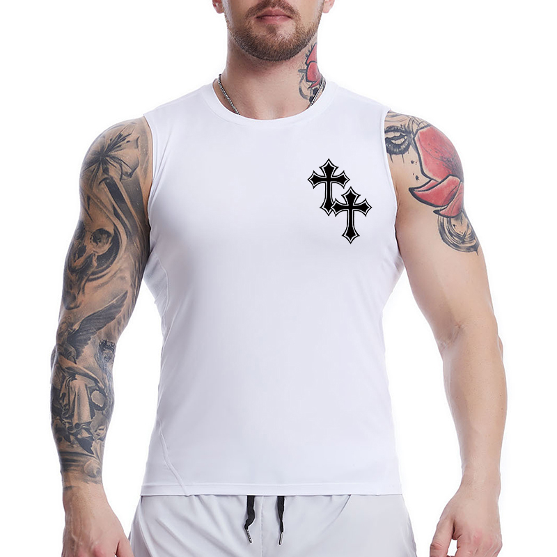 남성용 크로스 프린트 민소매 압축 셔츠 Christia - Crossfit Vest 리뷰 및 가격